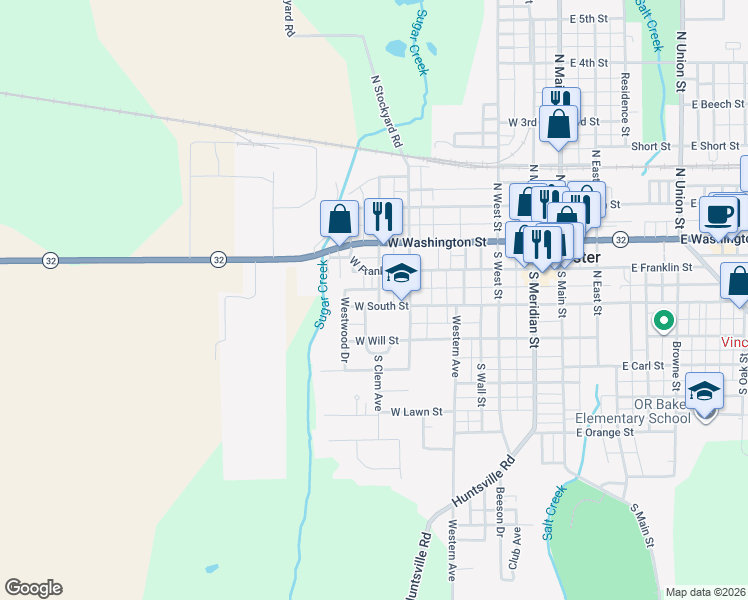 map of restaurants, bars, coffee shops, grocery stores, and more near 312 South Clem Avenue in Winchester