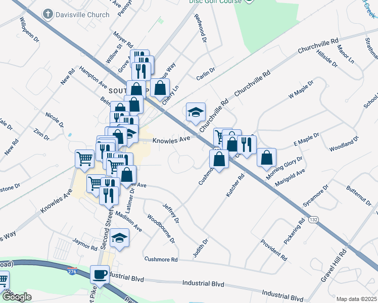 map of restaurants, bars, coffee shops, grocery stores, and more near 203 Steamboat Station in Southampton