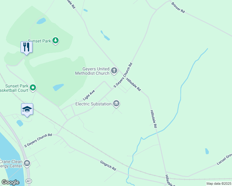 map of restaurants, bars, coffee shops, grocery stores, and more near 1654 South Geyers Church Road in Middletown