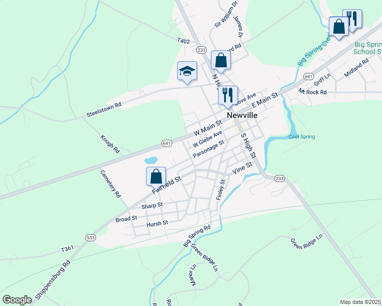 map of restaurants, bars, coffee shops, grocery stores, and more near 60 Parsonage Saint Exd in Newville