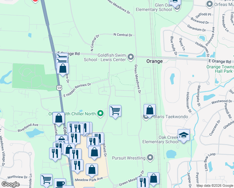 map of restaurants, bars, coffee shops, grocery stores, and more near 661 Mystic Pointe Drive in Lewis Center