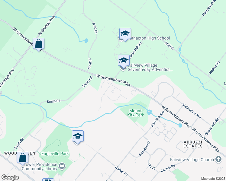 map of restaurants, bars, coffee shops, grocery stores, and more near 11 Abbott Court in Norristown