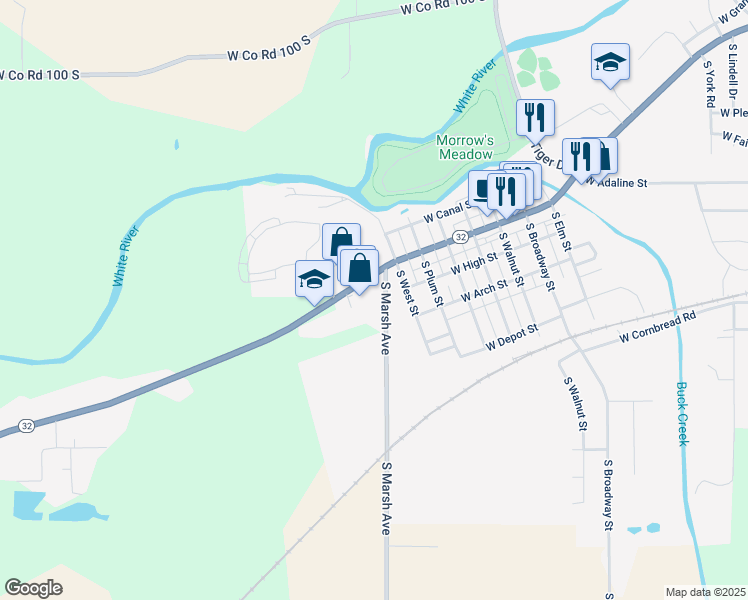 map of restaurants, bars, coffee shops, grocery stores, and more near 2201 South Marsh Avenue in Yorktown
