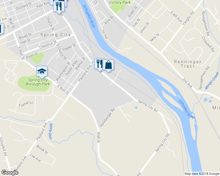map of restaurants, bars, coffee shops, grocery stores, and more near 198 Gay Street in Spring City