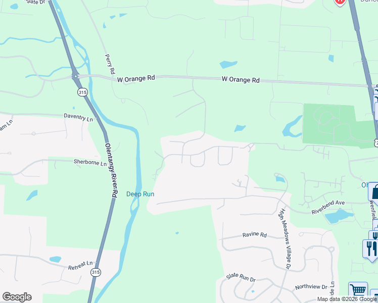 map of restaurants, bars, coffee shops, grocery stores, and more near 8395 Deep Run in Powell