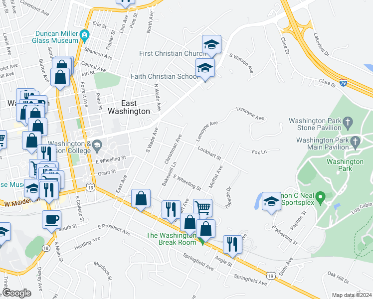 map of restaurants, bars, coffee shops, grocery stores, and more near 151 Lemoyne Avenue in Washington