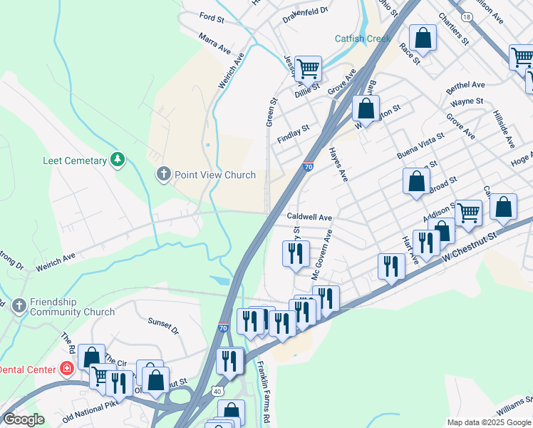 map of restaurants, bars, coffee shops, grocery stores, and more near 303 Caldwell Avenue in Washington