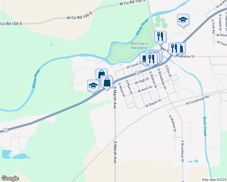 map of restaurants, bars, coffee shops, grocery stores, and more near 2201 South Marsh Avenue in Yorktown