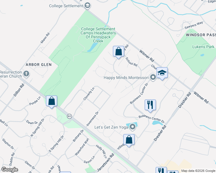 map of restaurants, bars, coffee shops, grocery stores, and more near 11 Fawn Lane in Horsham