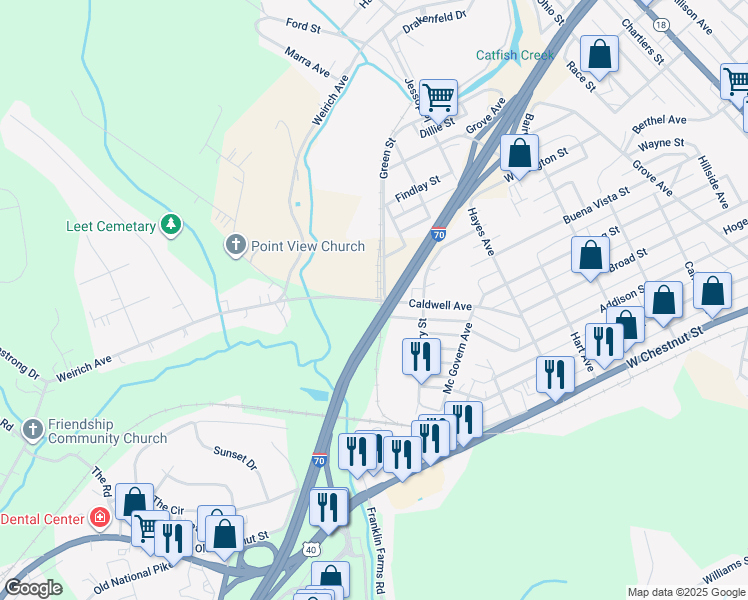 map of restaurants, bars, coffee shops, grocery stores, and more near 351 Caldwell Avenue in Washington