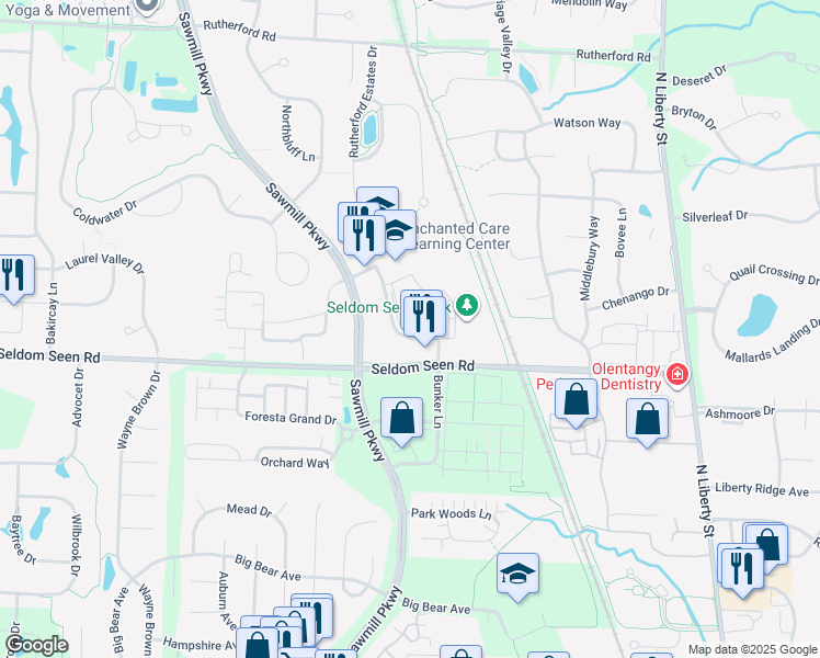 map of restaurants, bars, coffee shops, grocery stores, and more near 8868 Moreland Street in Powell