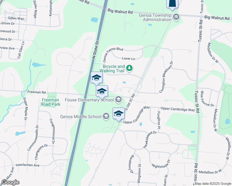 map of restaurants, bars, coffee shops, grocery stores, and more near 6932 Laird Lane in Westerville