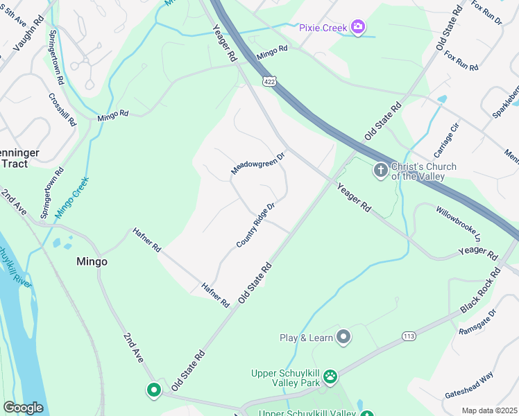 map of restaurants, bars, coffee shops, grocery stores, and more near 201 Country Ridge Drive in Royersford