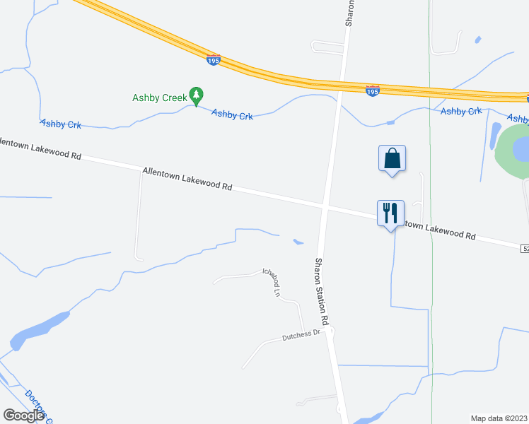 map of restaurants, bars, coffee shops, grocery stores, and more near 153 County Road 526 in Allentown