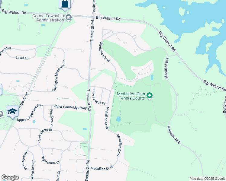 map of restaurants, bars, coffee shops, grocery stores, and more near 5519 Medallion Drive West in Westerville