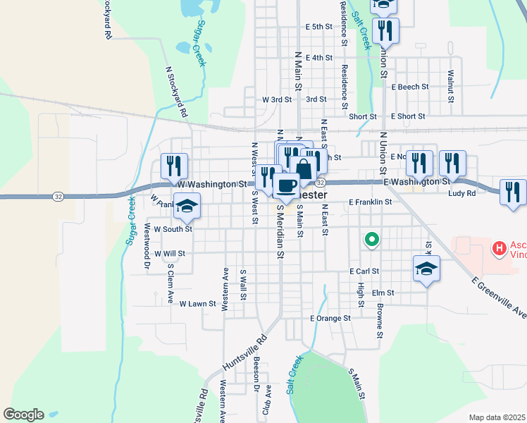 map of restaurants, bars, coffee shops, grocery stores, and more near 200-214 South West Street in Winchester