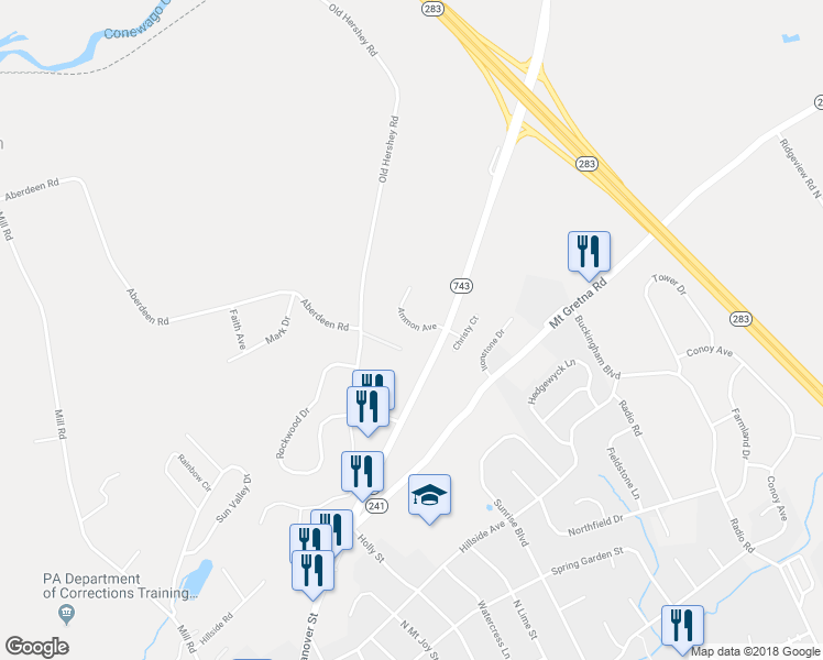 map of restaurants, bars, coffee shops, grocery stores, and more near 205 Ammon Avenue in Elizabethtown