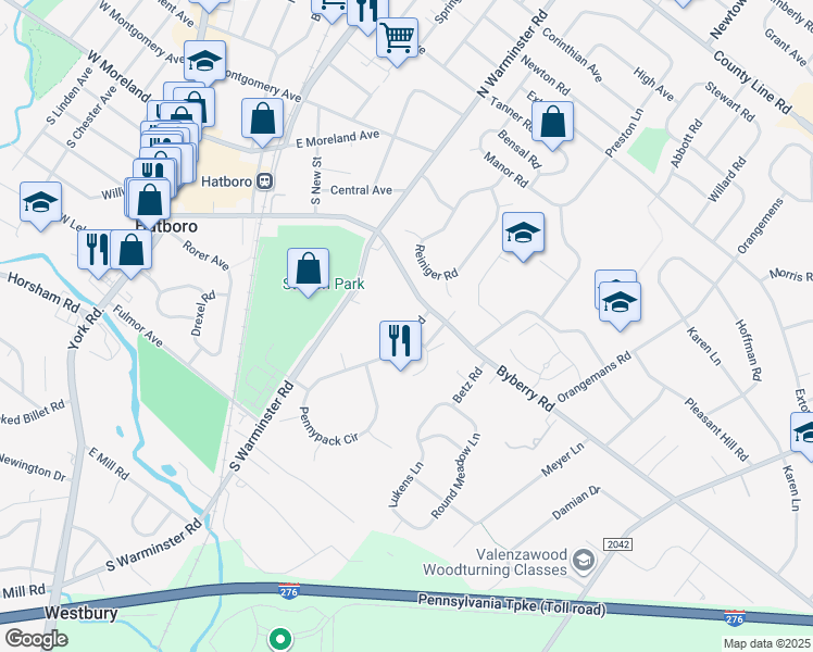 map of restaurants, bars, coffee shops, grocery stores, and more near 200 Fitch Road in Hatboro