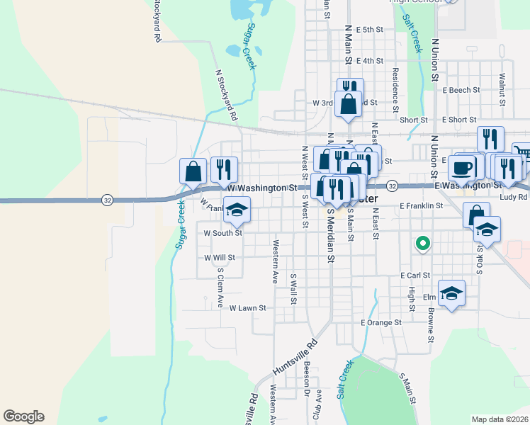 map of restaurants, bars, coffee shops, grocery stores, and more near 559-599 West Franklin Street in Winchester