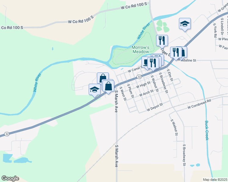 map of restaurants, bars, coffee shops, grocery stores, and more near 2201 South Marsh Avenue in Yorktown