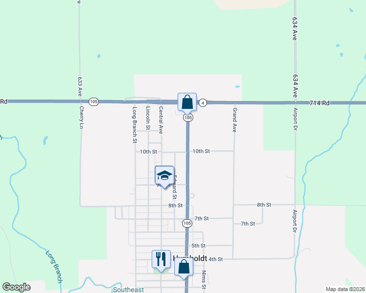 map of restaurants, bars, coffee shops, grocery stores, and more near 827 10th Street in Humboldt