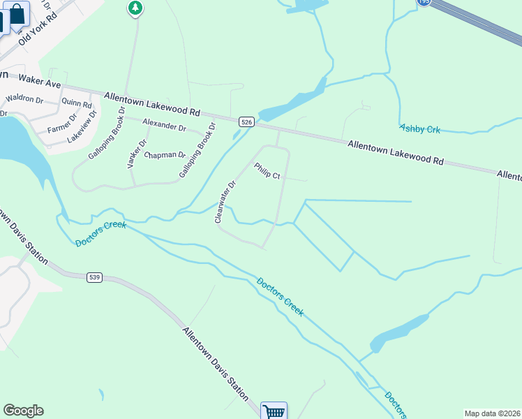map of restaurants, bars, coffee shops, grocery stores, and more near 25 Clearwater Drive in Allentown