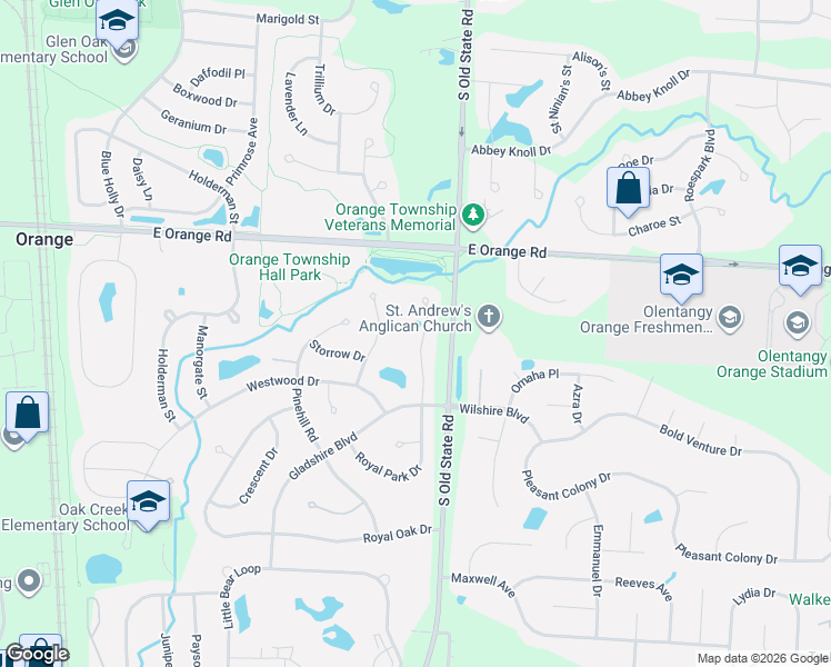 map of restaurants, bars, coffee shops, grocery stores, and more near 7548 Crossing Place in Lewis Center