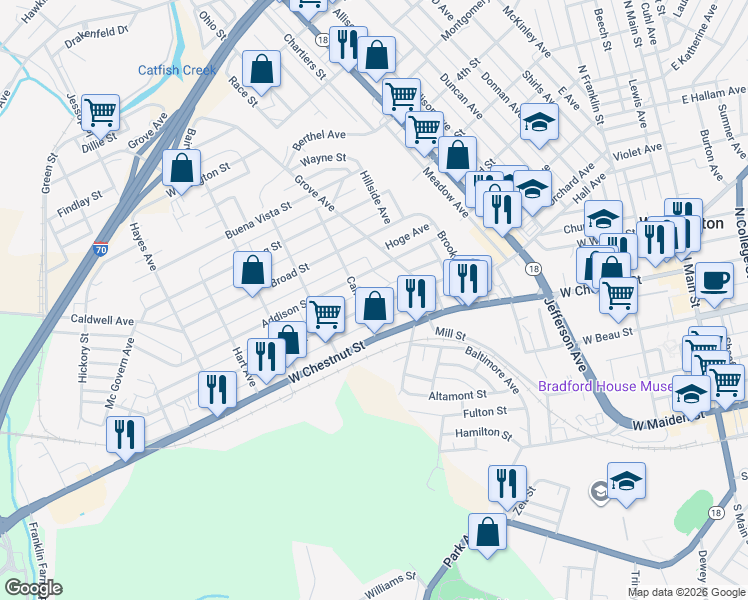 map of restaurants, bars, coffee shops, grocery stores, and more near 575 Fayette Street in Washington