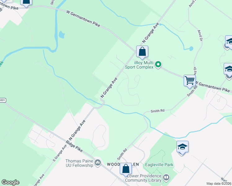 map of restaurants, bars, coffee shops, grocery stores, and more near 1014 Brassington Drive in Collegeville
