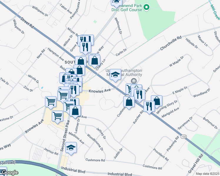 map of restaurants, bars, coffee shops, grocery stores, and more near 688 Knowles Avenue in Southampton