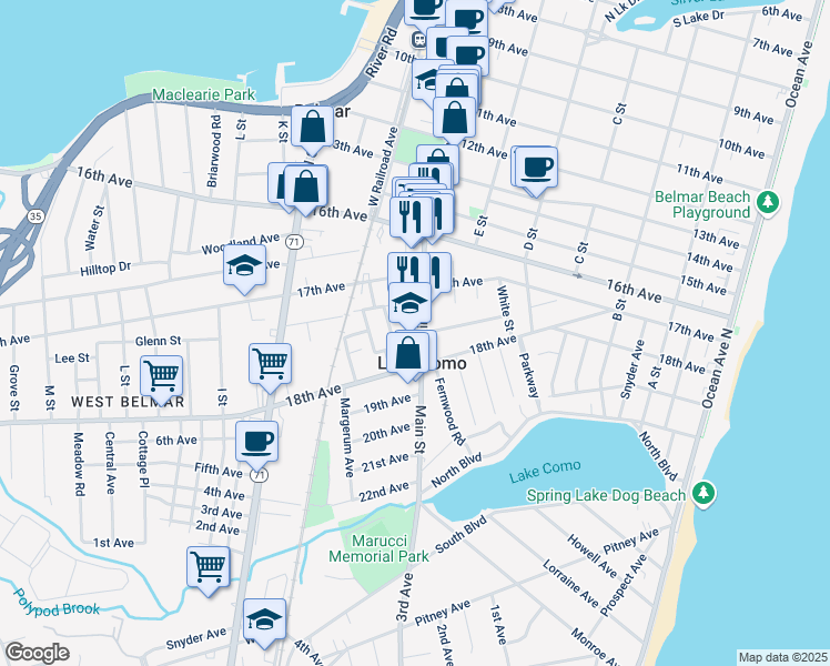 map of restaurants, bars, coffee shops, grocery stores, and more near in Lake Como