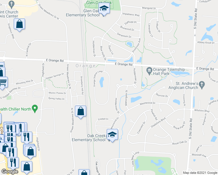 map of restaurants, bars, coffee shops, grocery stores, and more near 7822 Orange Station Loop in Lewis Center