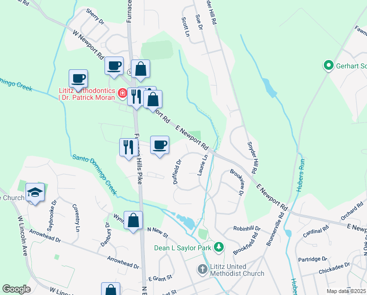 map of restaurants, bars, coffee shops, grocery stores, and more near 3 Lehigh Court in Lititz