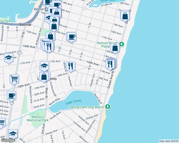 map of restaurants, bars, coffee shops, grocery stores, and more near in Lake Como