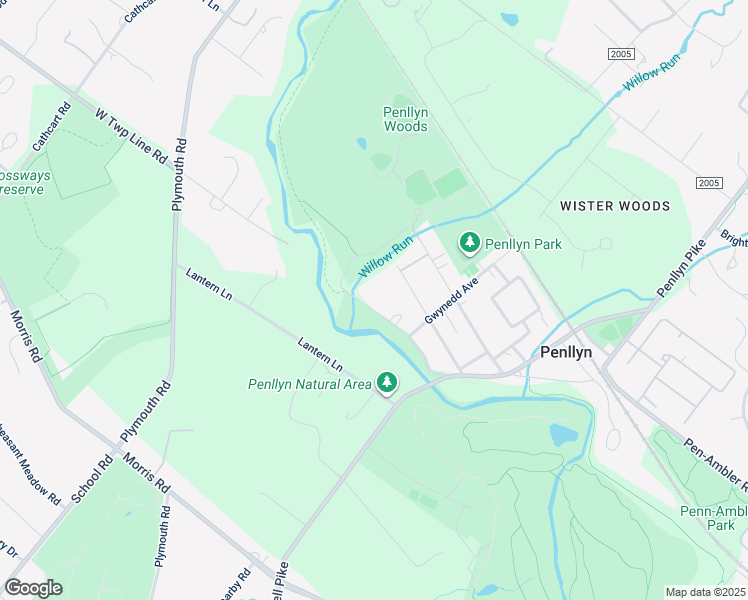 map of restaurants, bars, coffee shops, grocery stores, and more near 1129 Township Line Road in Penllyn