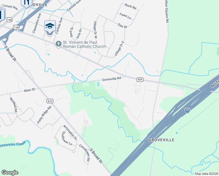 map of restaurants, bars, coffee shops, grocery stores, and more near 5 Betsy Court in Trenton