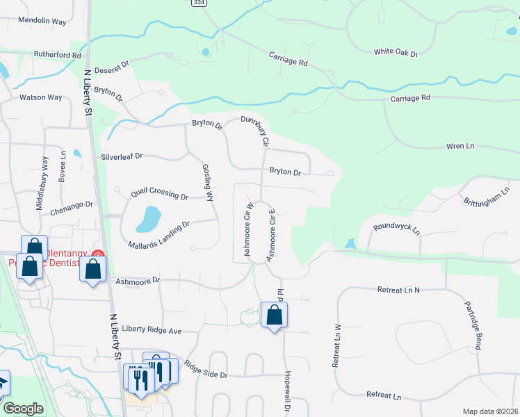 map of restaurants, bars, coffee shops, grocery stores, and more near 403 Ashmoore Circle East in Powell