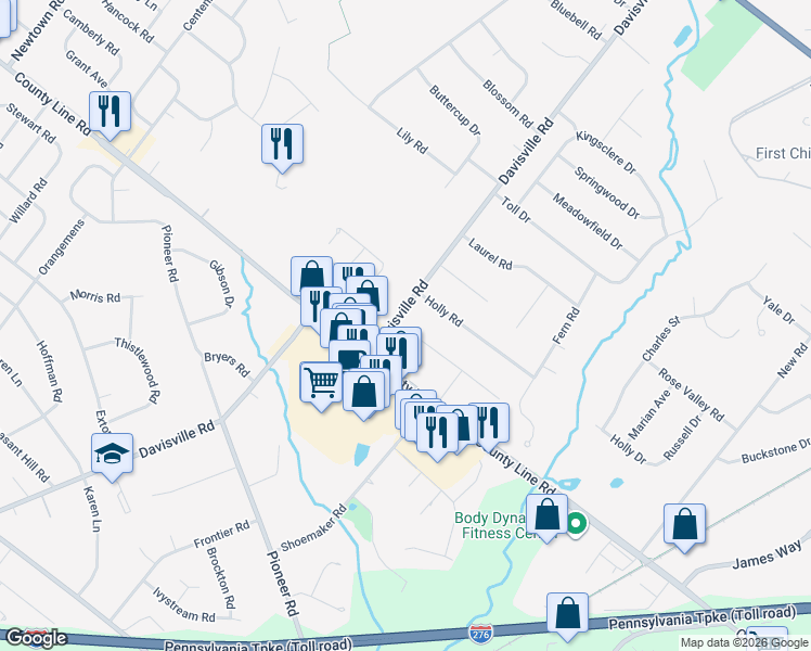 map of restaurants, bars, coffee shops, grocery stores, and more near 25 Davisville Road in Southampton