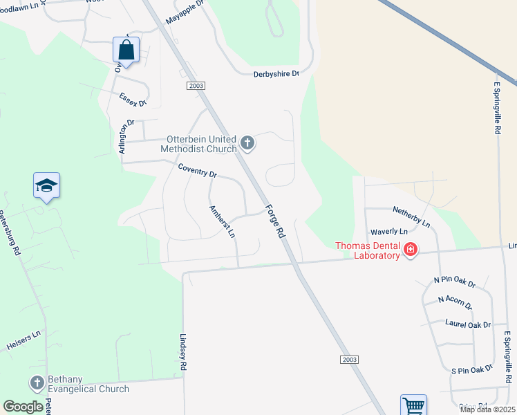 map of restaurants, bars, coffee shops, grocery stores, and more near 309 Forgedale Drive in Carlisle