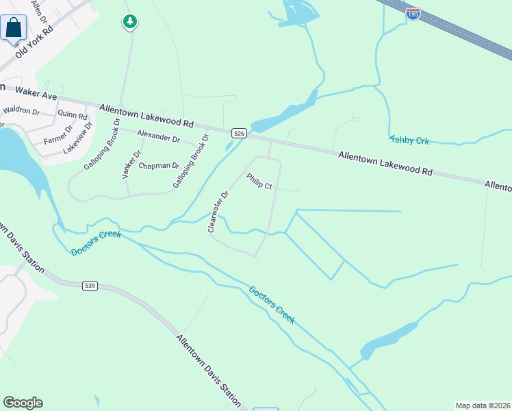 map of restaurants, bars, coffee shops, grocery stores, and more near 25 Clearwater Drive in Allentown