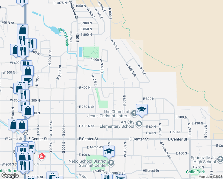 map of restaurants, bars, coffee shops, grocery stores, and more near 686 Cutler Avenue in Springville