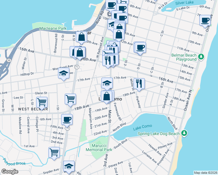 map of restaurants, bars, coffee shops, grocery stores, and more near in Lake Como