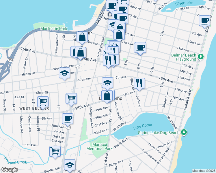 map of restaurants, bars, coffee shops, grocery stores, and more near in Lake Como