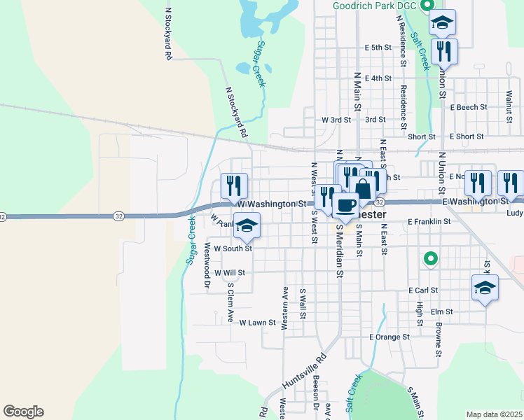 map of restaurants, bars, coffee shops, grocery stores, and more near 559-599 West Franklin Street in Winchester