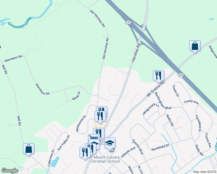 map of restaurants, bars, coffee shops, grocery stores, and more near 249 Ammon Avenue in Elizabethtown