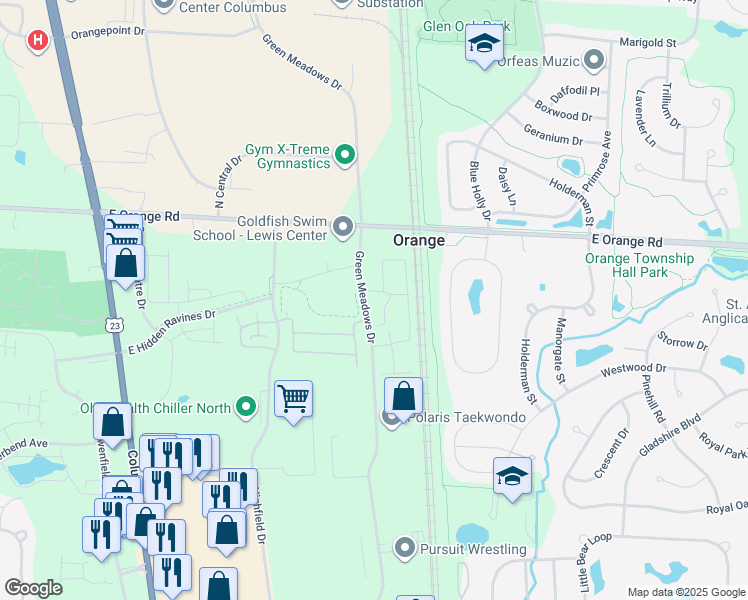 map of restaurants, bars, coffee shops, grocery stores, and more near 8019 Crane's Crossing Drive in Lewis Center