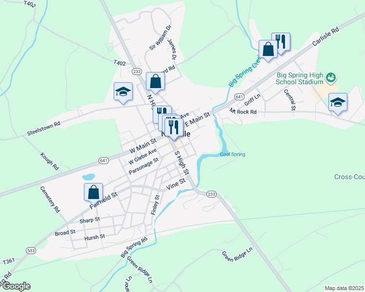 map of restaurants, bars, coffee shops, grocery stores, and more near in Newville
