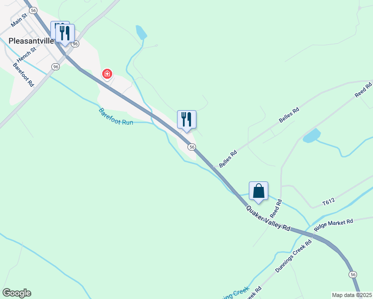 map of restaurants, bars, coffee shops, grocery stores, and more near 3710-3860 Quaker Valley Rd in Bedford