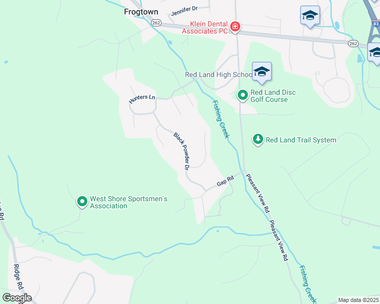 map of restaurants, bars, coffee shops, grocery stores, and more near 612 Black Powder Drive in Lewisberry