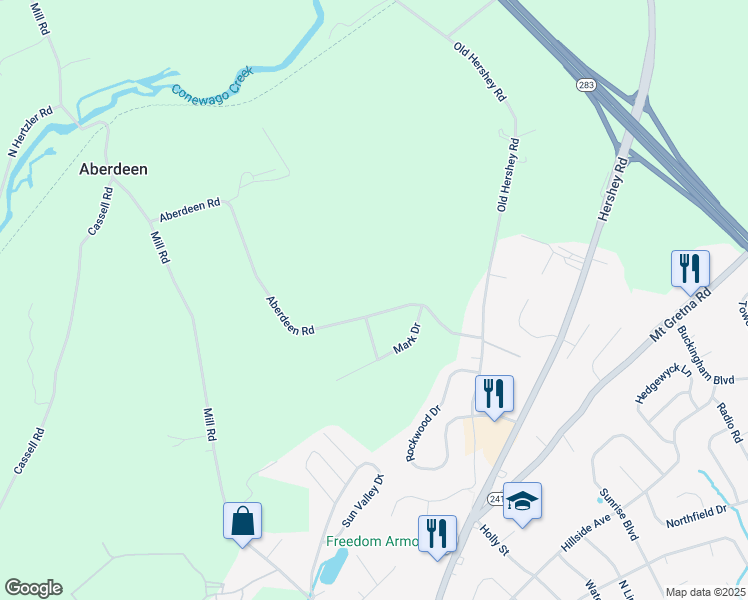 map of restaurants, bars, coffee shops, grocery stores, and more near 517 Aberdeen Road in Elizabethtown
